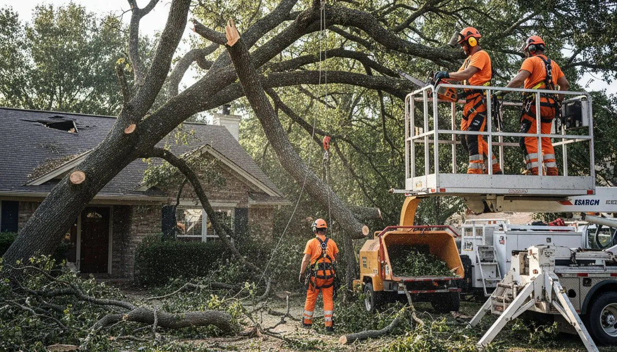 Emergency tree service crew responding to storm damage in Albany, GA