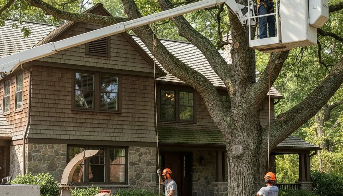Tree service crew in Albany, GA providing tree trimming and removal for local properties
